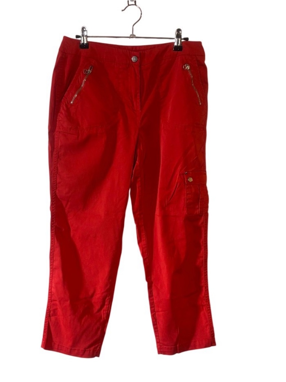 Chico's Bright Red Stretch Cropped Cargo Pants